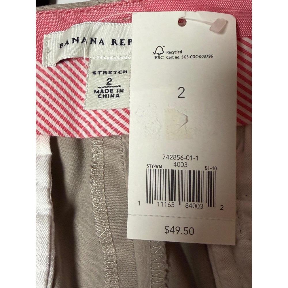 Banana Republic Womens Khaki Tan Bermuda Shorts Stretch Cotton Size 2 NWT - Picture 4 of 8